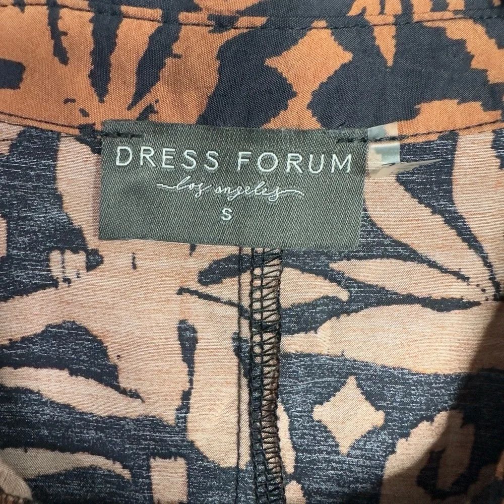 Dress Forum Jumpsuit Womens S Brown Black Tropical Resort Vacation‎ Boho Artsy